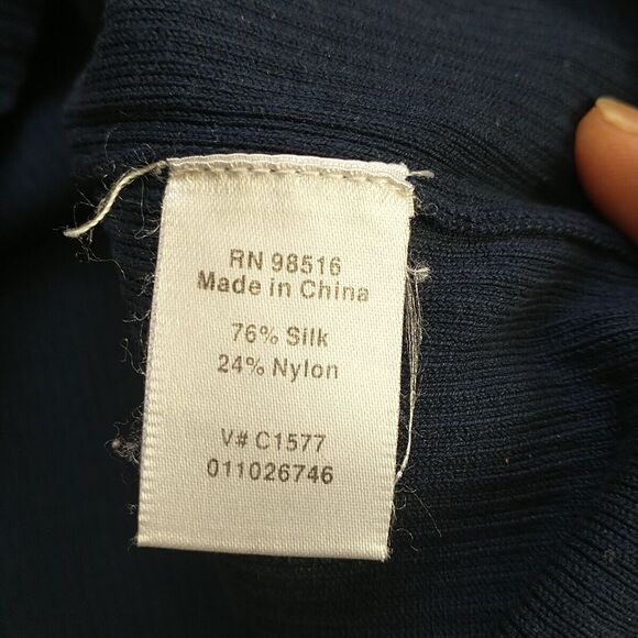 Coldwater Creek Top Sweater Womens M Blue Silk Blend Knit Mock Neck Long Sleeve - Picture 7 of 9